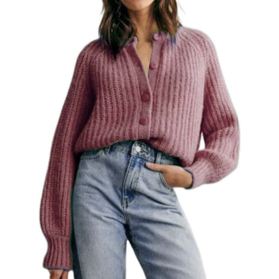 ZSQDM Women's Casual Crewneck Button Down Cardigan Sweater Knit Outwear Cardigan Sweaters for Women Lightweight Crewneck Soft Loose Fit Basic Knit Sweaters Top Outfits Womens Sweater Vest(S)