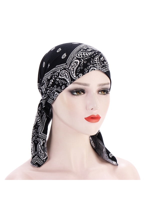 ZSQDM Women's Casual Floral Printed Head Hat Cap Headwear Muslim Turban Cap beanie Witch Hat Baseball Caps Black Baseball Cap