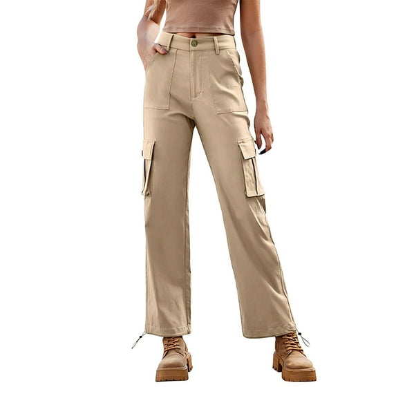 ZSQDM Women's Casual Pants Men's Jeans Khaki Women blendingpants cotton S