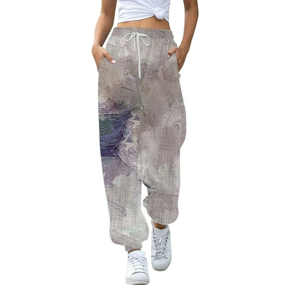 ZSQDM Women's Casual Pants Plus Size Jumpsuit Grey women casual pants Little Terry XXXXXL