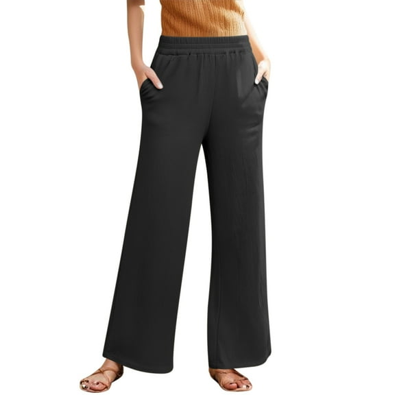 ZSQDM Women's Casual Pants Women's Jumpsuit Black Women blendingpants Cotton and linen XXXL