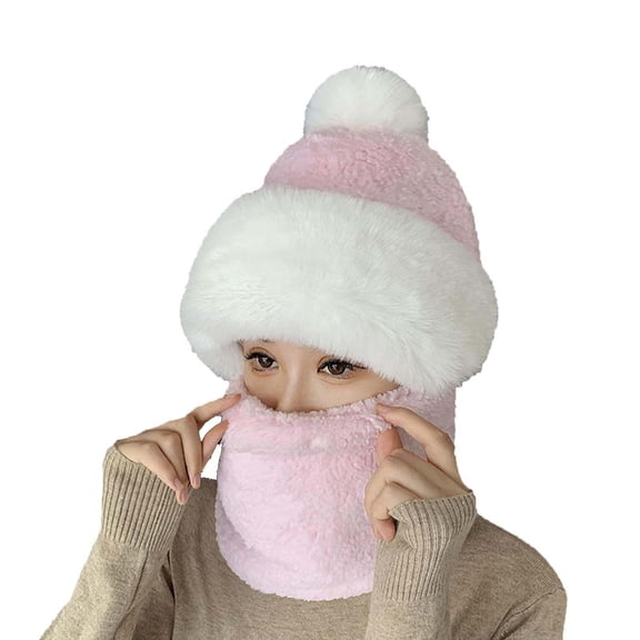 ZSQDM Women's Cycling Windproof Scarf Hat Knitting Wool Windproof Scarf Hat Integrated Winter Windproof Hat Scarf beanie of Men beach Hats for Women Bomber Hats Headache Relief Cap