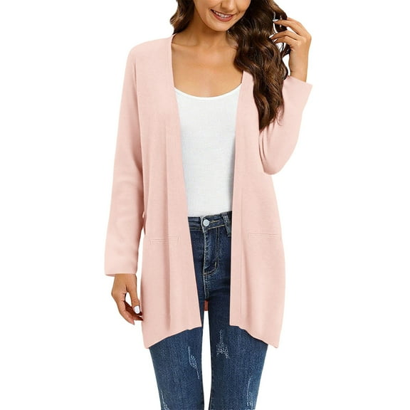 ZSQDM Women's Fashion Clothes for Every Occasion Cotton Linen Cardigan Summer Chic Long Sweater Cardigan Women Crewneck Soft Loose Fit Basic Knit Sweaters Top Outfits White Sweater Cardigan(L)
