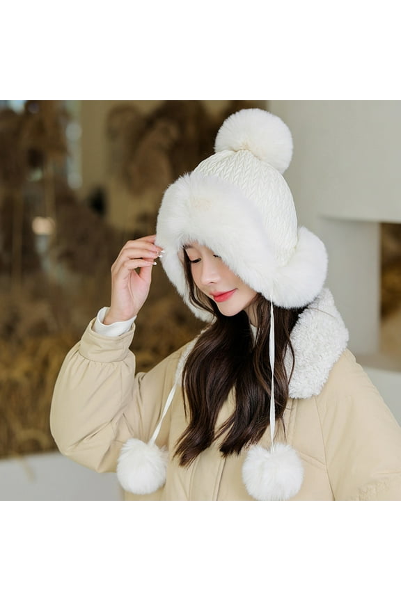 ZSQDM Women's Fashion Winter Hat Plush and Thicken Fashion Custom Warm Hats Wool Cap Hat beanie Bucket Hats for Men Bomber Hats Caps for Men