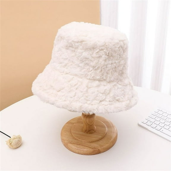 ZSQDM Women's Fuzzy Bucket Hat Solid Color Warm Plush Fisherman Hat Lei Feng Hat beanie for Women Pro Shop Hat Scarf ,Hat,& Gloves Bump Cap