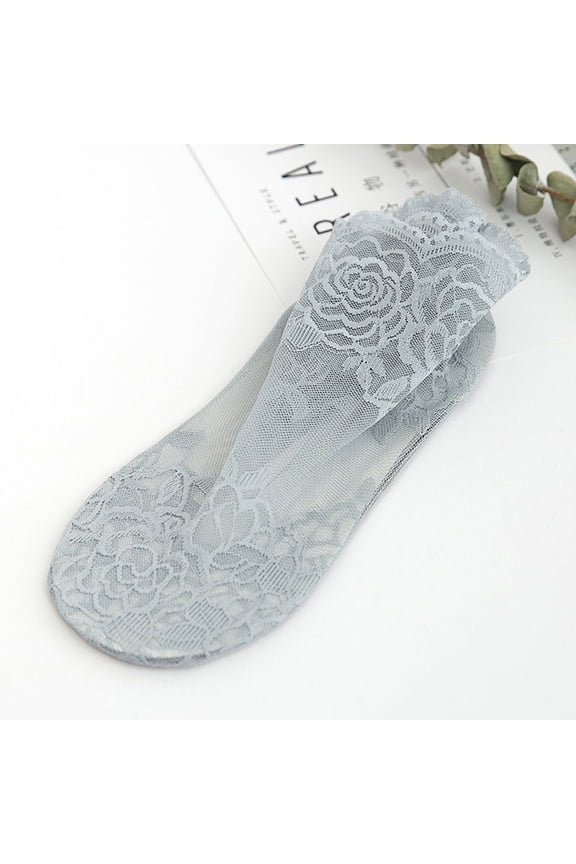 Women's Hidden Socks Non-Slip for Flats Fashion Women Lace Soft Elastic Transparent Sock Socks Ankle Sock Slippers Womens No Show Socks