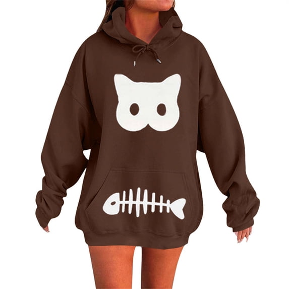 ZSQDM Women's Hoodies Sweatshirts Airplane Mode Hoodie Women Womens with Cat Cute Graphic Puppy Hooded Sweatshirts Animal Holder Long Sleeve Sweater Polyester Women Blending Sweatshirt (Xxxxxl)