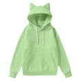 thumbnail image 1 of ZSQDM Women's Hoodies Sweatshirts Casual Thicken Warm Half High Collar Knitted Sweater Base Top Oversized Hoodies for Women Y2K Cute Cat Ear Loose Fit Sweatshirt with Pockets Women Nylon Sweatshirt, 1 of 8