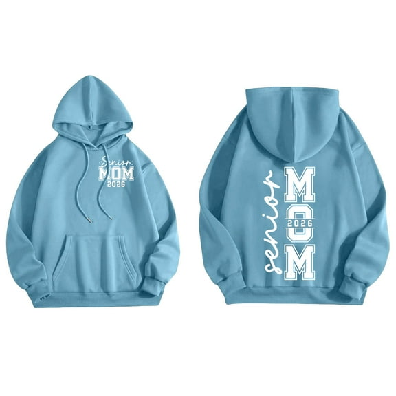 ZSQDM Women's Hoodies Sweatshirts Cropped Pullover Sweater Personalized Senior Class of 2026 Sweatshirt Senior Mom 2026 Shirt Polyester Women Blending Sweatshirt (M)