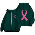 thumbnail image 1 of ZSQDM Women's Hoodies Sweatshirts Streetwear Zip Up Hoodie Breast Cancer Awareness Hoodies for Women Ribbon Graphic Full Zip Up Sweatshirt Oversized Fleece Jackets Clothes Polyester (M), 1 of 7