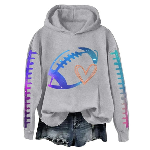 ZSQDM Women's Hoodies Sweatshirts Women's Hoodies Football Sweatshirt for Women Graphic Print Sunday Casual Long Sleeve Crewneck 2025 Fall Pullover Polyester Women Polyester Hoodie(L)