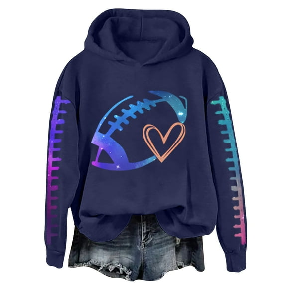 ZSQDM Women's Hoodies Sweatshirts Zip Up Hoodie Women Oversized Football Sweatshirt for Women Graphic Print Sunday Casual Long Sleeve Crewneck 2025 Fall Pullover Polyester Women Polyester Hoodie(L)