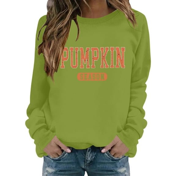ZSQDM Women's Hoodless Sweatshirt Blanket Hoodies for Women Pumpkin Season Sweatshirt Women Crewneck Long Sleeve Thanksgiving Fall Shirt Halloween Holiday Pullover Tops Polyester (S)
