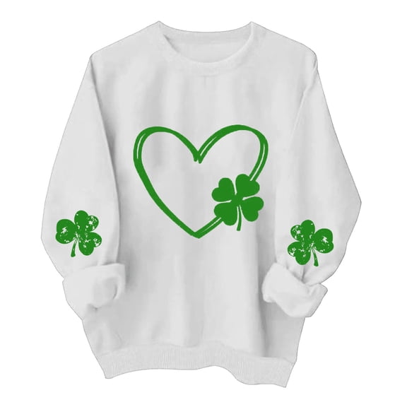 ZSQDM Women's Hoodless Sweatshirt Cable Knit Sweater St. Day Shirts for Women Long Sleeve Crewneck Irish Sweatshirts Oversized Saint Pullover Tops Polyester Women Blending Sweatshirt (Xl)