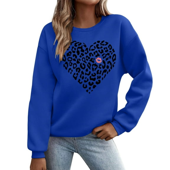 ZSQDM Women's Hoodless Sweatshirt Crop Top Hoodies for Women Women's Sweatshirt with Print Crew Neck Pullover with Heart Motif and Letter Print Polyester Women Blending Sweatshirt (Xxl)