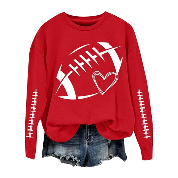 ZSQDM Women's Hoodless Sweatshirt Custom Zip Up Hoodies Football Sweatshirts for Women 2026 Plus Size Funny Graphic Long Sleeve Crewneck Shirts Casual Pullover Tops Polyester (M)