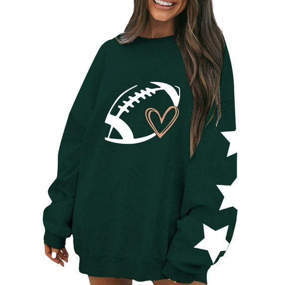 ZSQDM Women's Hoodless Sweatshirt Fleece Zip Up Hoodie Football Funny Sweatshirt for Women Graphic Print Sunday Casual Long Sleeve Crewneck 2025 Fall Pullover Polyester Women Blending Sweatshirt (L)