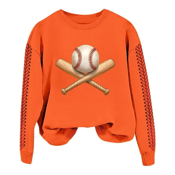 ZSQDM Women's Hoodless Sweatshirt Hoodies Womens Baseball Mom Sweatshirt for Women Long Sleeve Crewneck Graphic Pullover Top Softball Casual Sport Shirt Plush Crew Neck Hoodie(S)