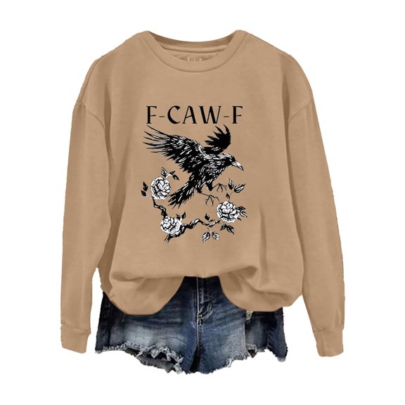 ZSQDM Women's Hoodless Sweatshirt Knit Sweater Women's Casual Fun Printed Round Neck Top Hoodless Sweatshirt Features Polyester Women Blending Sweatshirt(Xl)