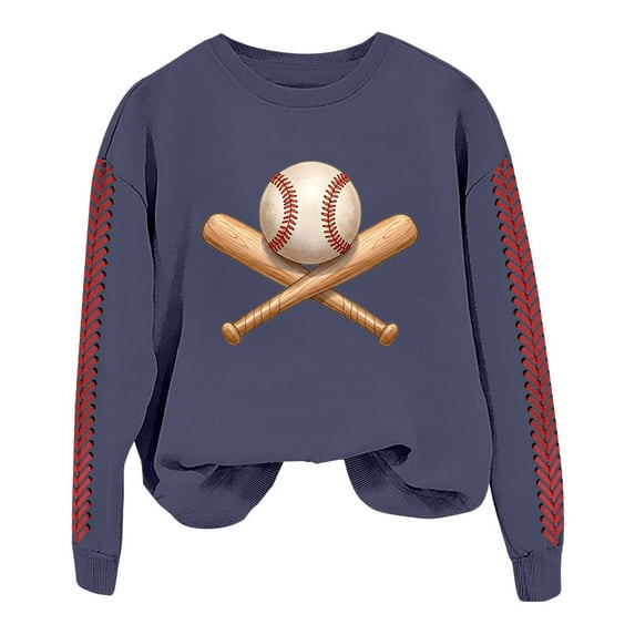 ZSQDM Women's Hoodless Sweatshirt Women Hoodies Baseball Mom Sweatshirt for Women Long Sleeve Crewneck Graphic Pullover Top Softball Casual Sport Shirt Plush Crew Neck Hoodie(M)