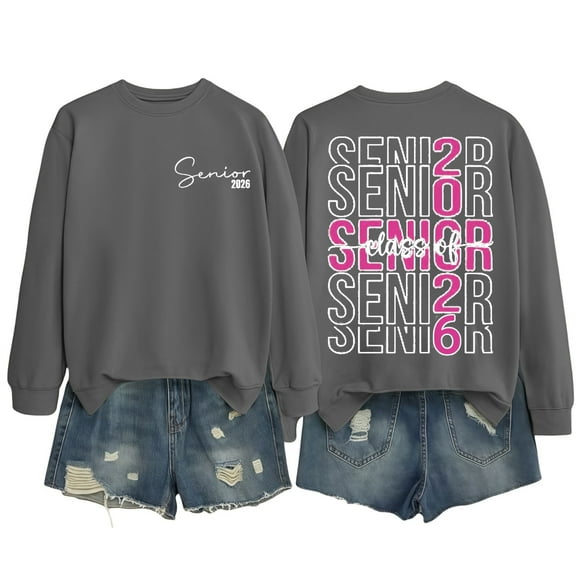 ZSQDM Women's Hoodless Sweatshirt Women Hoodies Senior 2026 Class of 2026 Graduation 2026 Sweatshirt for Women Men Polyester Women Blending Sweatshirt (S)