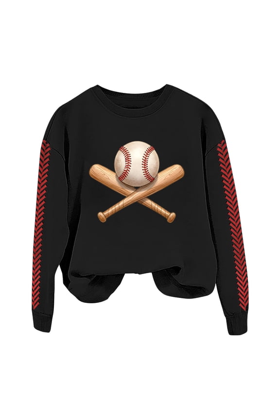 ZSQDM Women's Hoodless Sweatshirt Women Sweatshirts Round Neck Loose Lightweight Blouse Tops Baseball Mom Sweatshirt for Women Crewneck Top Softball Casual Sport Shirt Plush Crew Neck Hoodie(L)