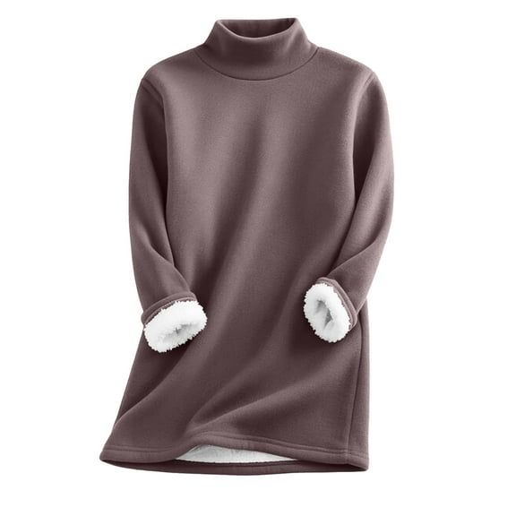 ZSQDM Women's Hoodless Sweatshirt Women's High Neck Sweater Fall and Winter New Loose Thick Knit Sweaters Casual Top Mock Neck Thermal Shirts for Women Winter Lined Sweatshirts Casual Loungewear Xxl)