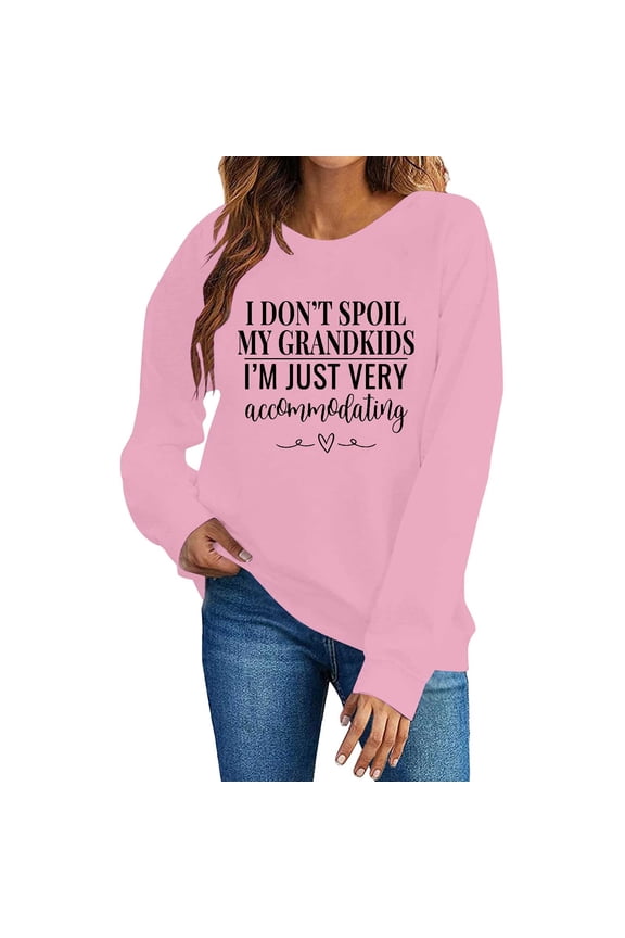 ZSQDM Women's Hoodless Sweatshirt Zipper Hoodies for Women Funny Grandma Shirt I Don'T Spoil My Grandkids Sweatshirt for Women Granny Shirt Retro Sweatshirt Polyester Women Blending Sweatshirt (M)