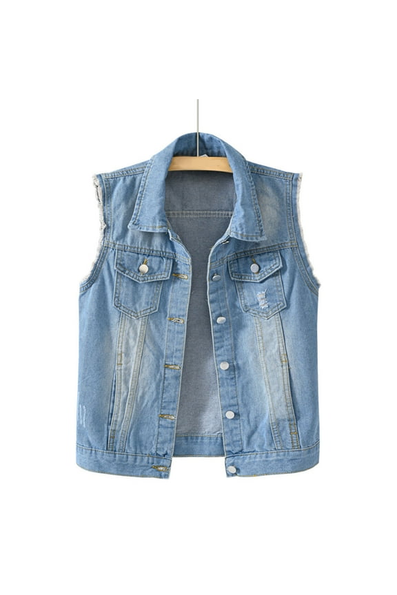 ZSQDM Women's Non See Through Summer Business Casual Tank 2025 Jackets Coats for Women Women's Polyester Jacket Ladies' Sleeveless Denim Shirt Vest Loose Waistcoat Jacket(L）
