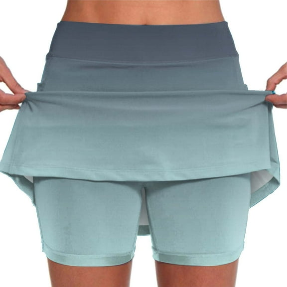ZSQDM Women's Shorts Women's Fashionable Athleisure Skirt With Pockets Gradient Mid Waist Culottes Tennis Culottes
