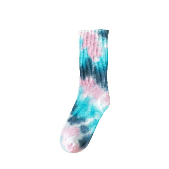 ZSQDM Women's Socks Adult Fall And Winter New Tie Dye Mid Calf Socks Couple Socks Street Personality Hip Hop Skateboarding Socks Ankle Athletic Running Socks