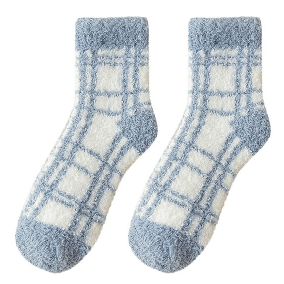 ZSQDM Women's Socks Women Plaid Plush Winter Sleeping Socks House Socks Bed Socks Hut Socks Ankle Athletic Running Socks