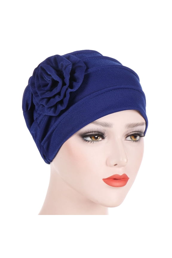 ZSQDM Women's Soft Monochrome Side Applique Flower Hijab Hat Muslim Baotou Hat beanie of Men Straw Cowboy Hats for Women Bomber Hats Hat Racks for Baseball Caps Wall