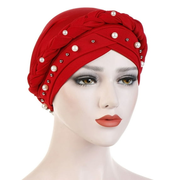 ZSQDM Women's Soft Monochrome Single Braid Hat Pin Muslim Baotou Hat beanie of Men Straw Hat Bomber Hats Skull Caps for Men