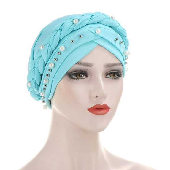 ZSQDM Women's Soft Monochrome Single Braid Hat Pin Muslim Baotou Hat beanies Straw Hats for Men Bomber Hats Baseball Cap Women