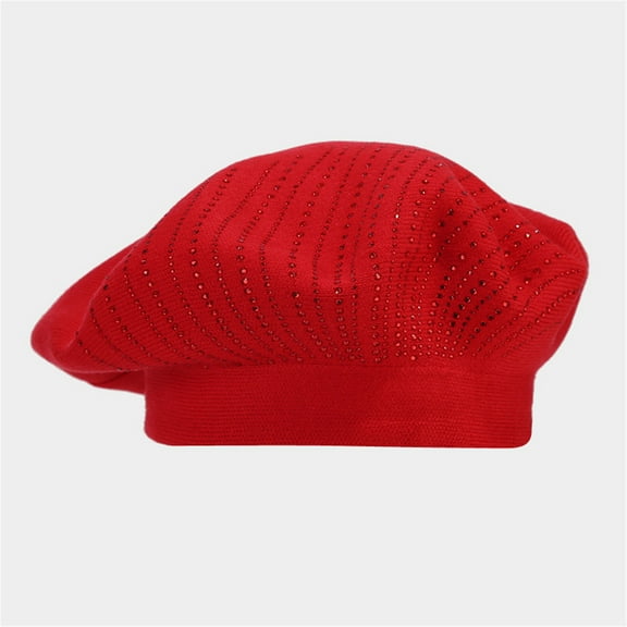 ZSQDM Women's Solid Color Vintage Knit beret Fall/Winter Hot Drill Warm Wool beret beanie for Women Cowboy Hat Men berets Swimming Cap for Women