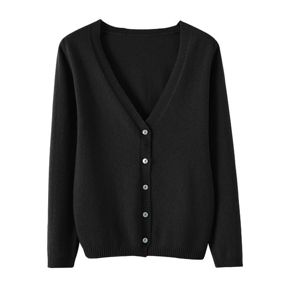 ZSQDM Women's Spring And Autumn Leisure Loose Solid V Neck Button Knitted Soft Cardigan Coat Grace Karin Cardigans for Women Soft Loose Fit Basic Knit Sweaters Top Outfits American Flag Sweater(S)