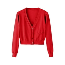 ZSQDM Women's Spring And Autumn Long Sleeved Knitted Sweater Short Knitted Cardigans Cardigan Sweater for Women Crewneck Soft Loose Fit Basic Knit Sweaters Top Outfits Men's Sweaters（Xxxl）