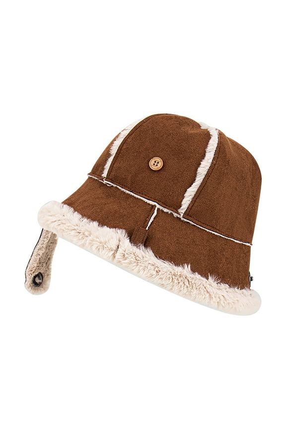 ZSQDM Women's Warm Autumn and Winter Fluff Big Head Inclining Bag Fisherman Hat beanie Pro Shop Hat Bucket Hats Black Baseball Cap