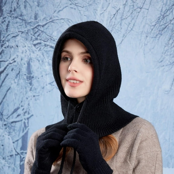 ZSQDM Women's Winter Warm Ear Knitted Hat Gloves Hat Shawl Set beanie Fascinators Hats for Women Scarf ,Hat,& Gloves Womens Baseball Caps