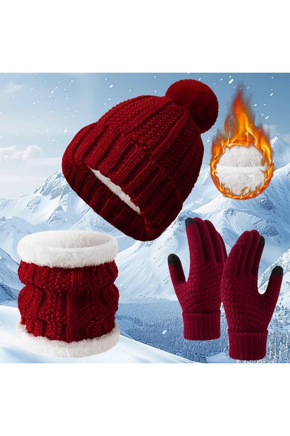 ZSQDM Women's Winter Warm Gloves Hat and Neck Set with Thick Velvet for Cold and Cycling Women beanie Hats for Men Scarf ,Hat,& Gloves Swim Cap for Men