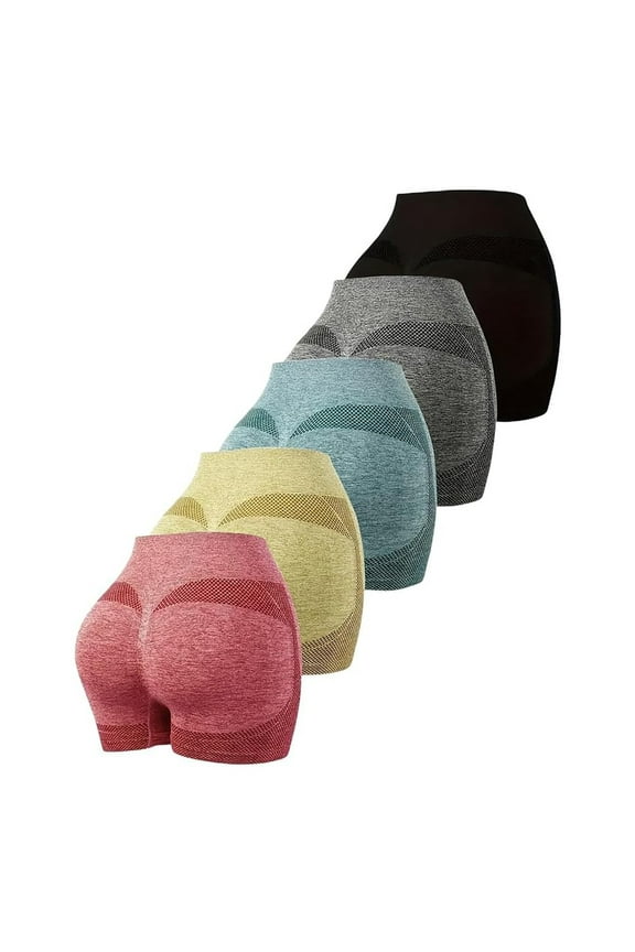 Women's Yoga and Running Short 5pcs Women Scrunch Butt Lifting Leggings Booty High Waisted Workout Yoga Pants Shorts