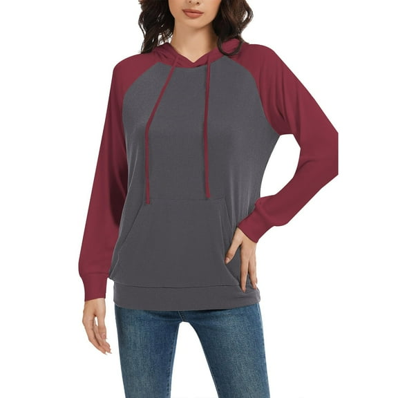 ZSQDM Women's Zip Up Hoodie Hoodies for Women Lightweight Long Sleeve Sweatshirt Loose Fit Color Block Tunic Tops with Pockets 2026 Oversized Hooded Sweatshirt Women(S)