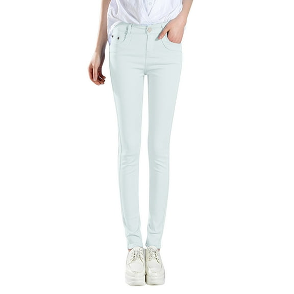 ZSQDM Womens Casual Pants Women High Jean Classic Solid Color Ankle Jeans Casual Regular Fitting Jeans