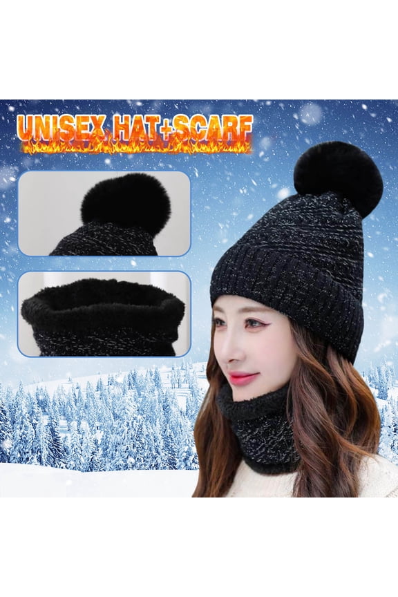 ZSQDM Womens Earmuffs Add Flocking Thermal Cycling Warm Winter Hat Knitting Scarf Hat Women beanie Maga Hat Baseball Caps Bald Cap