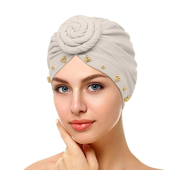 ZSQDM Womens Fashion Elastic Solid Color Comfortable Cap beaded Large Cap for Women beanie for Women Hat Press berets Shower Cap Reusable Waterproof