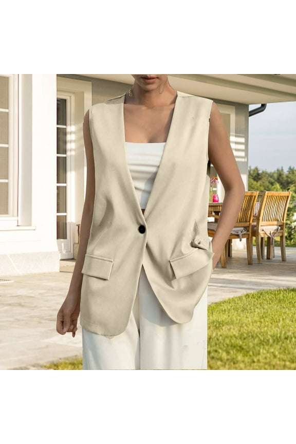 ZSQDM Womens Herringbone Tweed Single Breasted Waistcoat Casual Office Wear Vest Sleeveless Jacket Faux Wool Coat Women's Polyester Jacket Ladies' Waistcoat is A Slimming and Elegant Coat(Xxl)