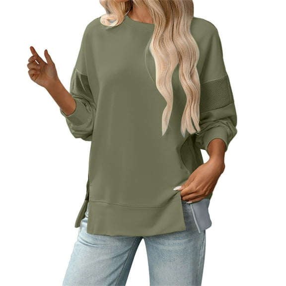 ZSQDM Womens Hoodless Sweatshirt Turtleneck Sweater Fall Winter Knitted High Low Hem Trendy Basic Jumper Top Women's Casual Oversized Sweatshirt Crew Neck Loose Tops Side Slit Polyester,Spandex S)