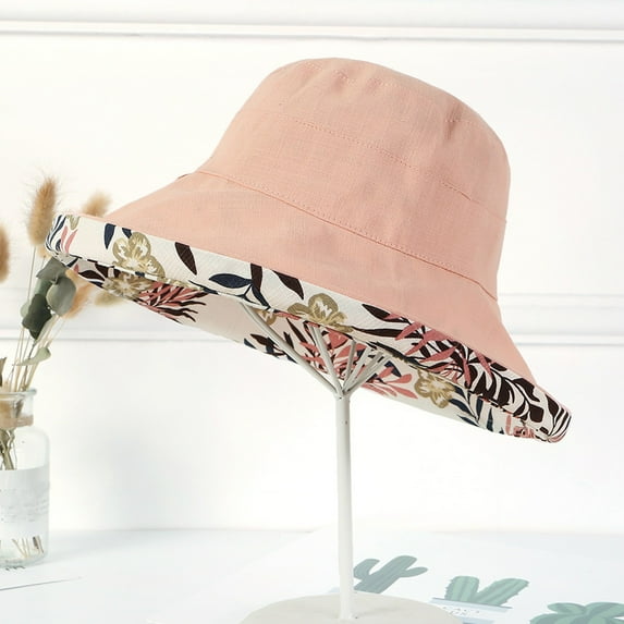 ZSQDM Womens Outdoor Solid Sun Hat Flower Printed Casual Elegant Sun Hat beanies Straw Hat Bucket Hats Scrub Caps Women