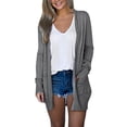 thumbnail image 1 of ZSQDM Womens Solid V-Neck Cardigan Coat Pockets Outerwear Sleeveless Cardigans for Women Women's Oversized Pullover Sweater Casual Loose Crew Neck Side Split Jumper Tops Sweaters（S）, 1 of 7